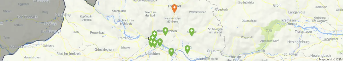 Kartenansicht für Apotheken-Notdienste in der Nähe von Hagenberg im Mühlkreis (Gemeinde, Oberösterreich) (158)